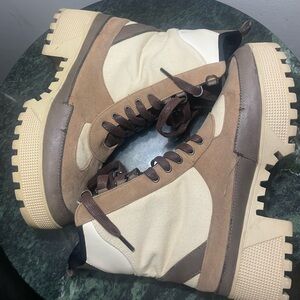 Stylish Brown and Cream Women’s Boots